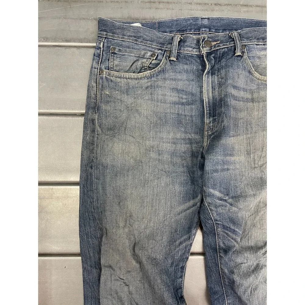 Levis 505 Jeans Straight Fit Jeans Mens 35x34 Blue Medium Wash‎ Denim Faded